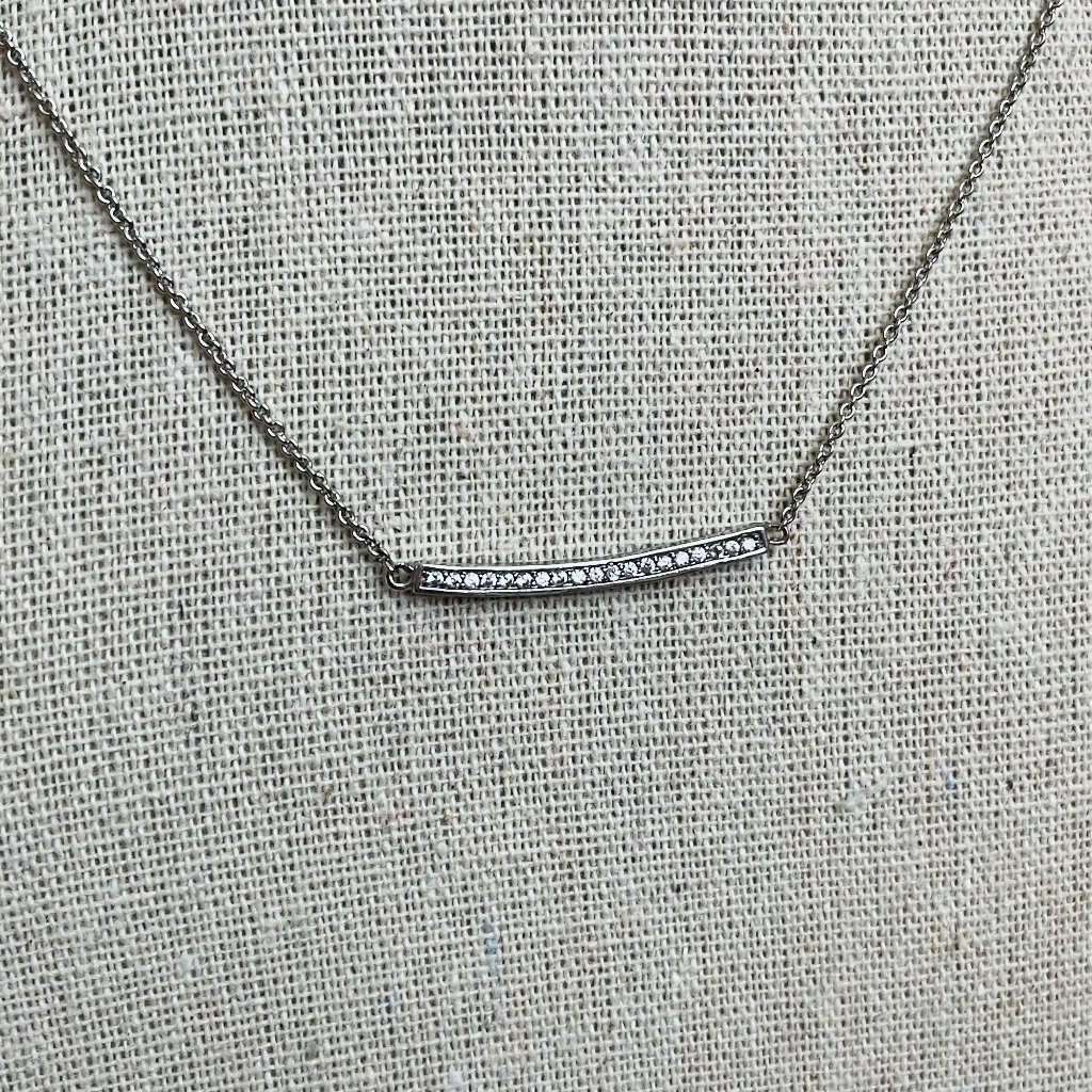 Dainty Pave Bar Pendant Choker Necklace 15 Long 12$